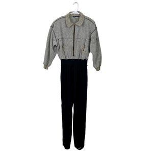 Vintage 90s Seattle Gear Jumpsuit Stirrups Black Pattern Print Women's‎ Size M